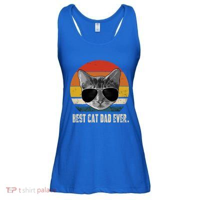 Vintage Best Cat Dad Ever Retro Cat Daddy FatherS Day Ladies Essential Flowy Tank