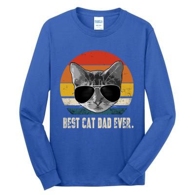 Vintage Best Cat Dad Ever Retro Cat Daddy FatherS Day Tall Long Sleeve T-Shirt