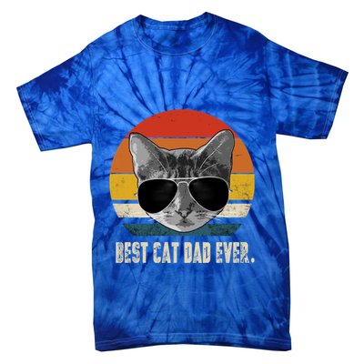 Vintage Best Cat Dad Ever Retro Cat Daddy FatherS Day Tie-Dye T-Shirt