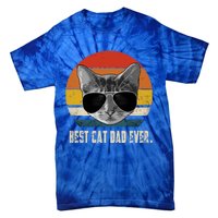 Vintage Best Cat Dad Ever Retro Cat Daddy FatherS Day Tie-Dye T-Shirt