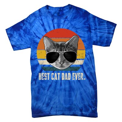 Vintage Best Cat Dad Ever Retro Cat Daddy FatherS Day Tie-Dye T-Shirt