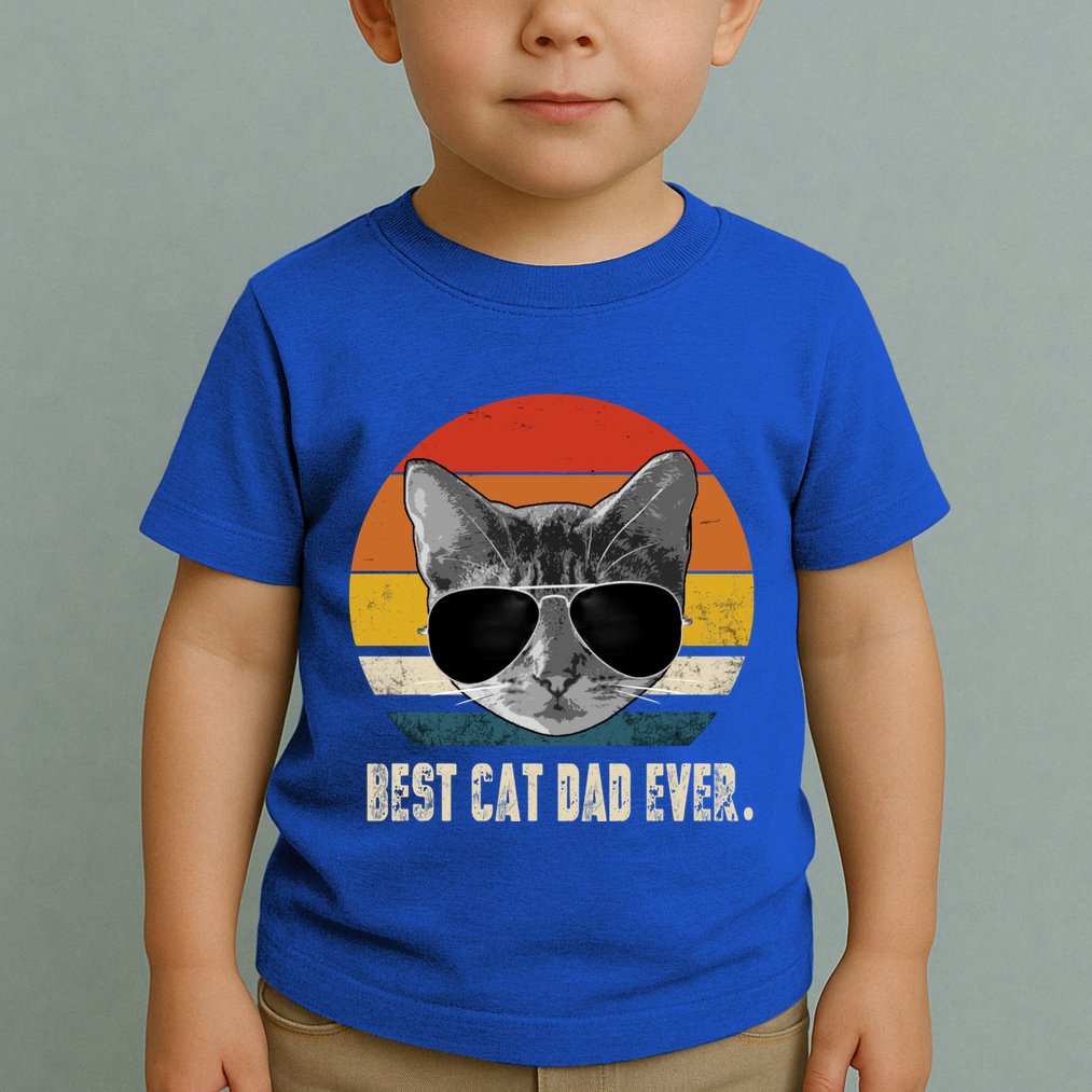 Vintage Best Cat Dad Ever Retro Cat Daddy FatherS Day Toddler T-Shirt