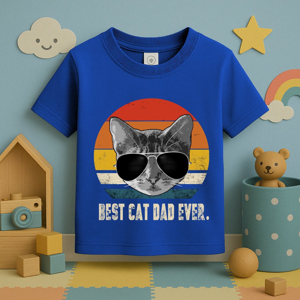 Vintage Best Cat Dad Ever Retro Cat Daddy FatherS Day Toddler T-Shirt