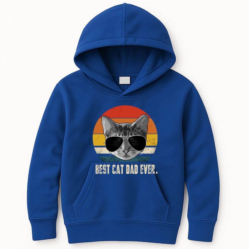Vintage Best Cat Dad Ever Retro Cat Daddy FatherS Day Kids Hoodie