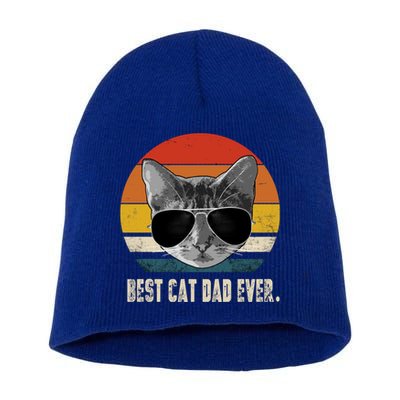 Vintage Best Cat Dad Ever Retro Cat Daddy FatherS Day Short Acrylic Beanie