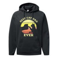 Vintage Best Cat Dad Ever Cat Daddy Gift Performance Fleece Hoodie