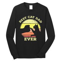 Vintage Best Cat Dad Ever Cat Daddy Gift Long Sleeve Shirt