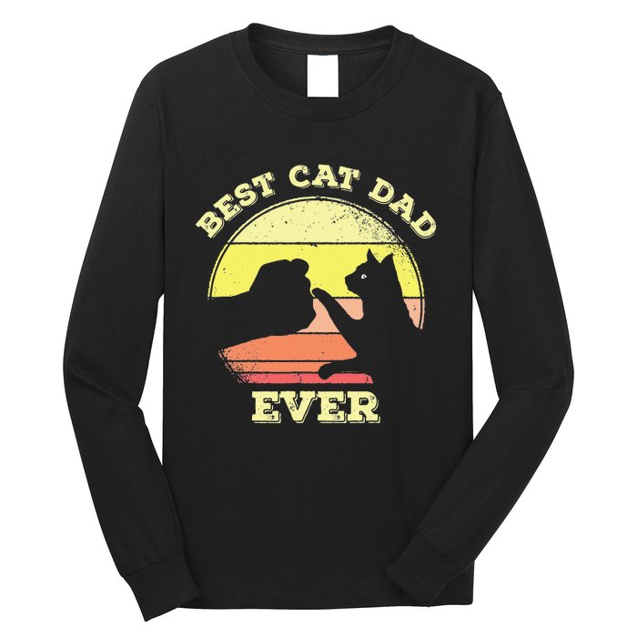 Vintage Best Cat Dad Ever Cat Daddy Gift Long Sleeve Shirt