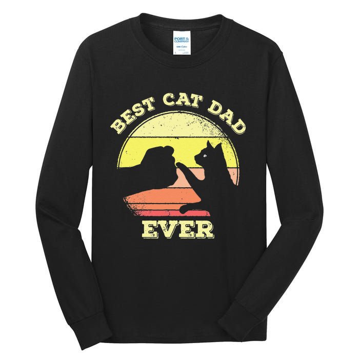 Vintage Best Cat Dad Ever Cat Daddy Gift Tall Long Sleeve T-Shirt