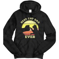 Vintage Best Cat Dad Ever Cat Daddy Gift Tie Dye Hoodie