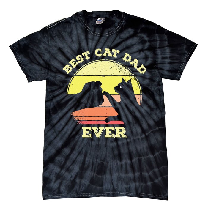 Vintage Best Cat Dad Ever Cat Daddy Gift Tie-Dye T-Shirt