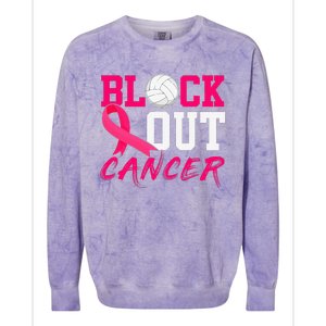 Volleyball Breast Cancer Awareness Block Out Cancer Colorblast Crewneck Sweatshirt