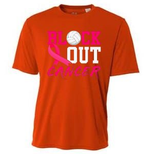 Volleyball Breast Cancer Awareness Block Out Cancer Cooling Performance Crew T-Shirt