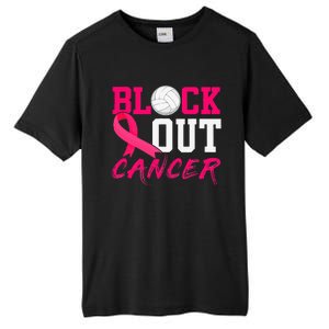 Volleyball Breast Cancer Awareness Block Out Cancer Tall Fusion ChromaSoft Performance T-Shirt