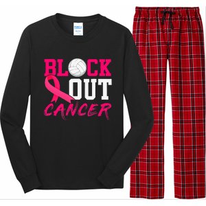 Volleyball Breast Cancer Awareness Block Out Cancer Long Sleeve Pajama Set