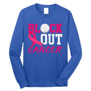 Volleyball Breast Cancer Awareness Block Out Cancer Long Sleeve Shirt