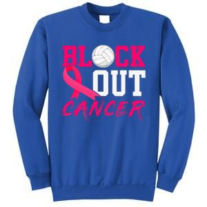 Volleyball Breast Cancer Awareness Block Out Cancer Sweatshirt