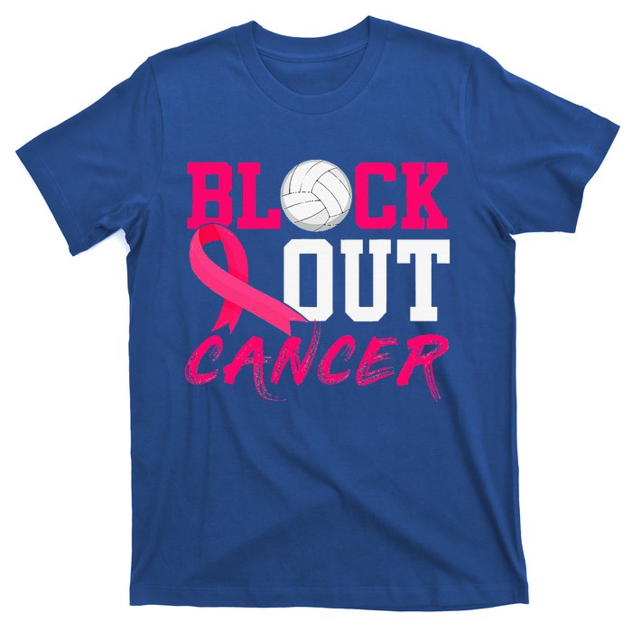 Volleyball Breast Cancer Awareness Block Out Cancer T-Shirt