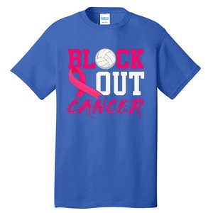 Volleyball Breast Cancer Awareness Block Out Cancer Tall T-Shirt