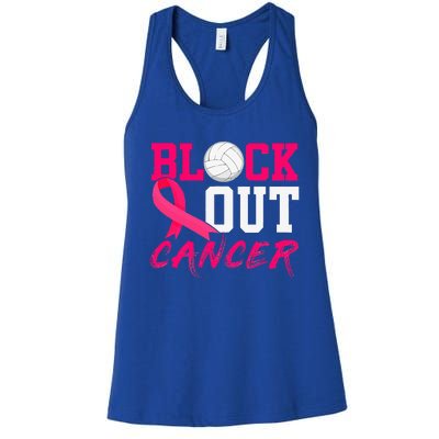 Volleyball Breast Cancer Awareness Block Out Cancer Women's Racerback Tank