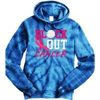 Volleyball Breast Cancer Awareness Block Out Cancer Tie Dye Hoodie