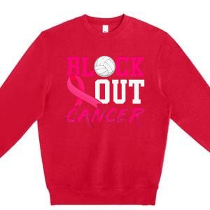 Volleyball Breast Cancer Awareness Block Out Cancer Premium Crewneck Sweatshirt