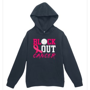 Volleyball Breast Cancer Awareness Block Out Cancer Urban Pullover Hoodie