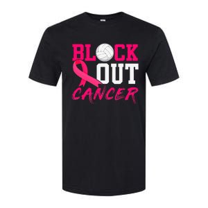 Volleyball Breast Cancer Awareness Block Out Cancer Softstyle CVC T-Shirt