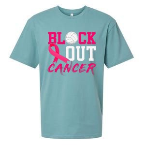 Volleyball Breast Cancer Awareness Block Out Cancer Sueded Cloud Jersey T-Shirt