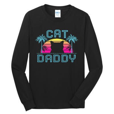 Vintage Best Cat Dad Ever Funny Cat Daddy Father Day Gift Tall Long Sleeve T-Shirt