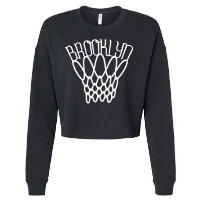 vintage Brooklyn city new york basketball net player Cropped Pullover Crew