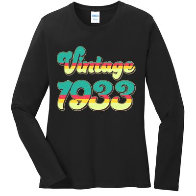 Vintage Bright Colors 1933 90th Birthday Ladies Long Sleeve Shirt
