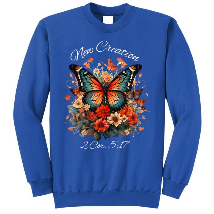 Vintage Butterfly Christian Bible Verse New Creation Gift Tall Sweatshirt