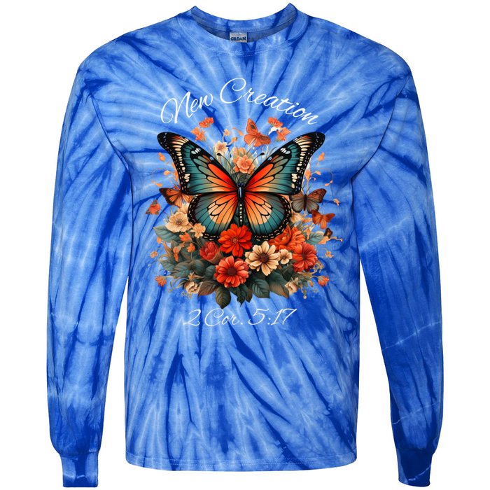 Vintage Butterfly Christian Bible Verse New Creation Gift Tie-Dye Long Sleeve Shirt