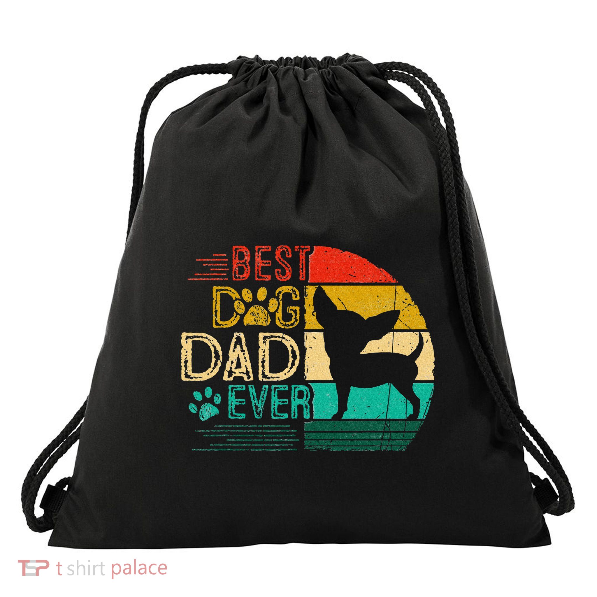 Vintage Best Chihuahua Ever Fathers Day For Dad Papa Drawstring Bag