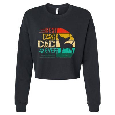Vintage Best Chihuahua Ever Fathers Day For Dad Papa Cropped Pullover Crew