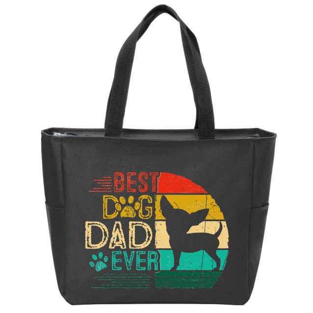 Vintage Best Chihuahua Ever Fathers Day For Dad Papa Zip Tote Bag