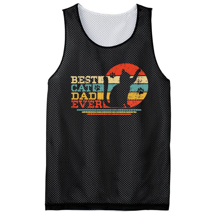 Vintage Best Cat Dad Ever Funny Fathers day Cat Daddy Mesh Reversible Basketball Jersey Tank