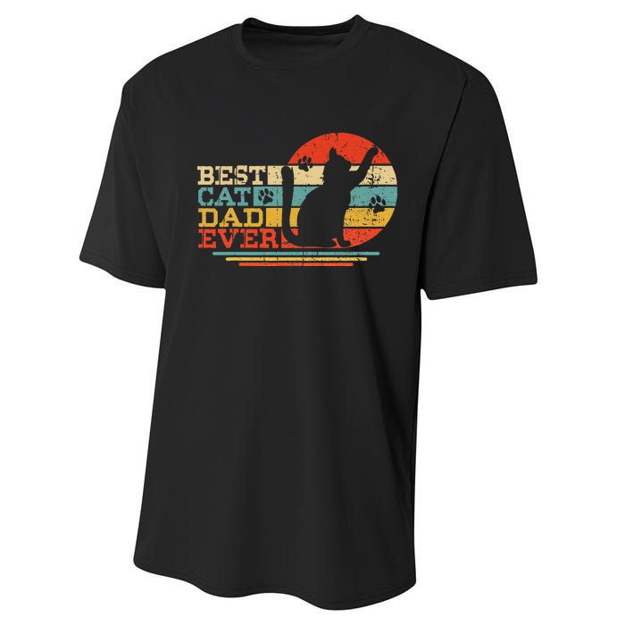 Vintage Best Cat Dad Ever Funny Fathers day Cat Daddy Performance Sprint T-Shirt