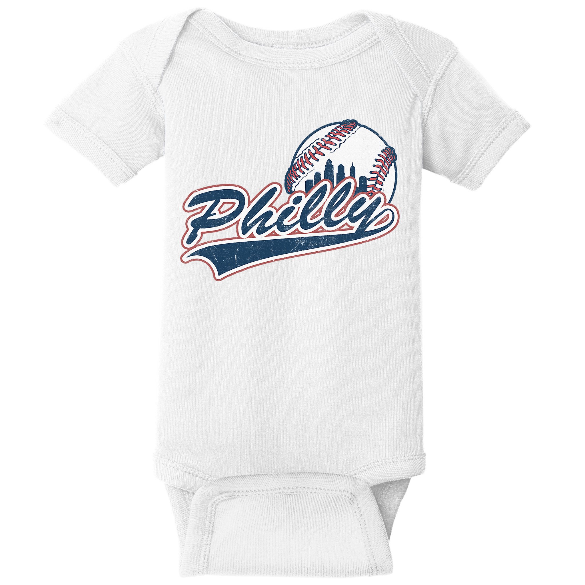 Vintage Baseball Classic P.H.I.L.Ly City Lover Gift Baby Bodysuit