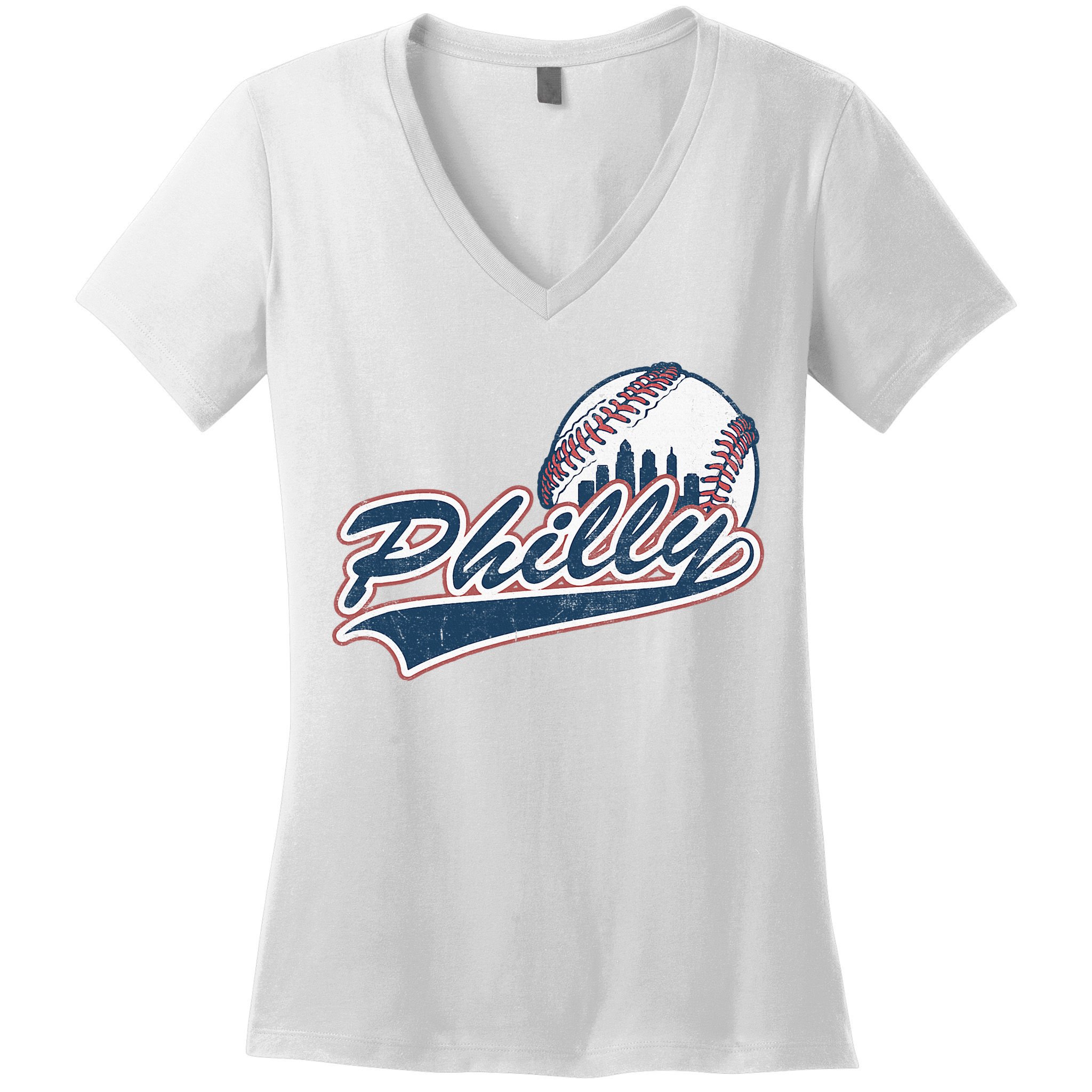 Vintage Baseball Classic P.H.I.L.Ly City Lover Gift Women's V-Neck T-Shirt