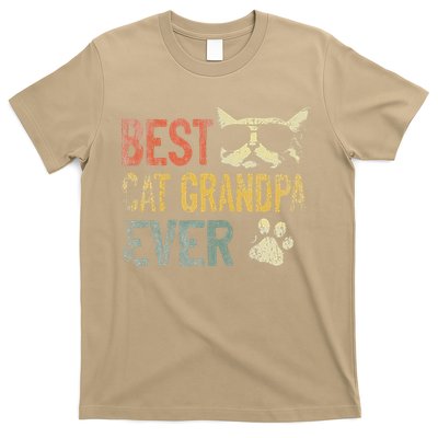 Vintage Best Cat Grandpa Ever Cat Grandpa Fathers D T-Shirt