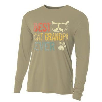 Vintage Best Cat Grandpa Ever Cat Grandpa Fathers D Cooling Performance Long Sleeve Crew