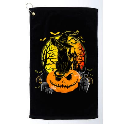 Vintage Black Cat Witch Scary Halloween Costume Platinum Collection Golf Towel