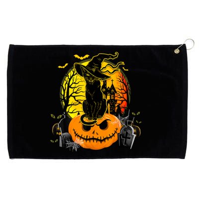 Vintage Black Cat Witch Scary Halloween Costume Grommeted Golf Towel