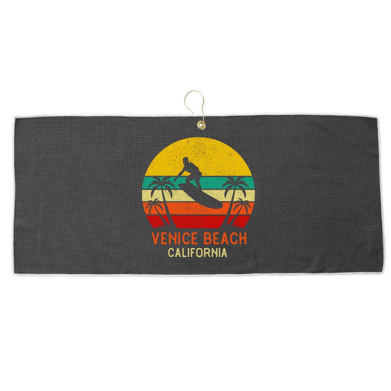 Venice Beach California Sunset Large Microfiber Waffle Golf Towel