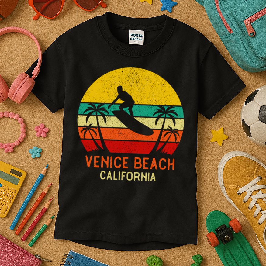 Venice Beach California Sunset Kids T-Shirt