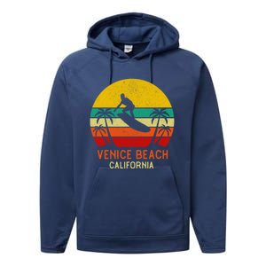 Venice Beach California Sunset Performance Fleece Hoodie