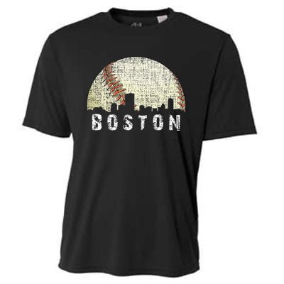 Vintage Boston Cityscape Baseball Lover Cooling Performance Crew T-Shirt