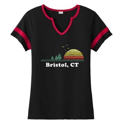 Vintage Bristol Connecticut Home Souvenir Ladies Halftime Notch Neck Tee